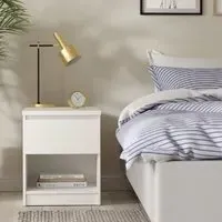 Nakou Bedside Cabinet with 1 Drawer 1 Shelf - White