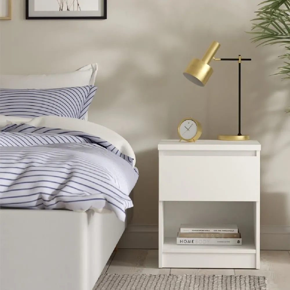 Nakou Bedside Cabinet with 1 Drawer 1 Shelf - White
