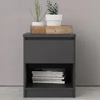 Nakou Bedside Cabinet with 1 Drawer - Matt Black
