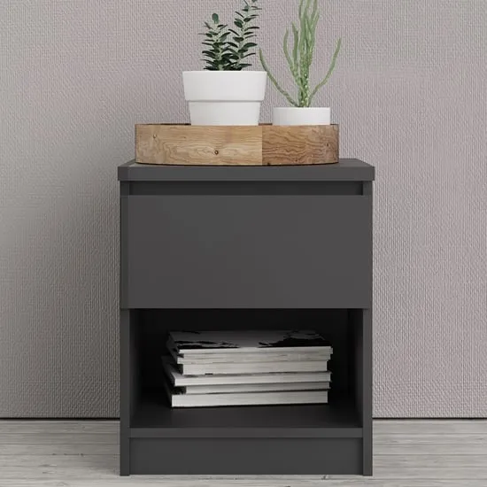 Nakou Bedside Cabinet with 1 Drawer - Matt Black