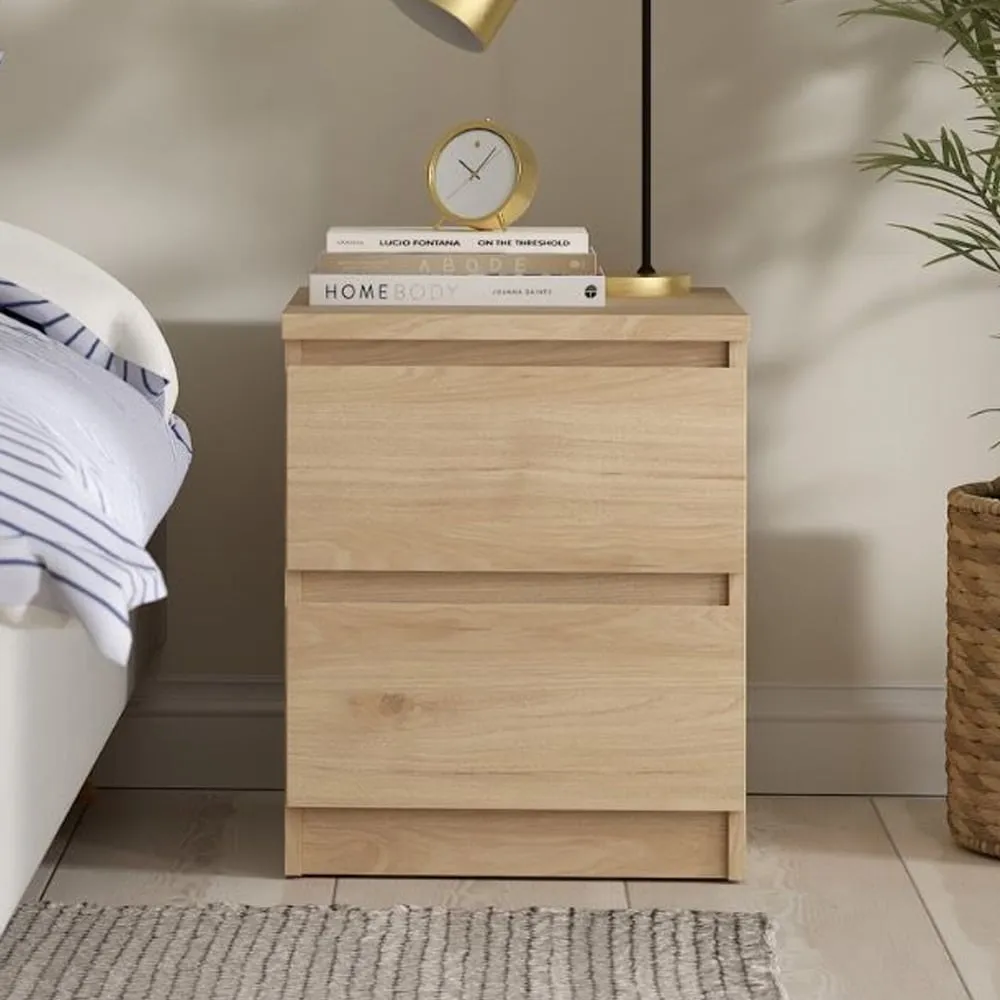 Nakou Bedside Cabinet with 2 Drawers - Jackson Hickory