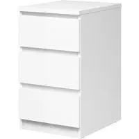 Nakou Bedside Cabinet with 3 Drawers - White, High Gloss