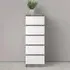 Nakou Narrow 5-Drawer Chest - White, High Gloss
