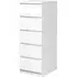 Nakou Narrow 5-Drawer Chest - White, High Gloss