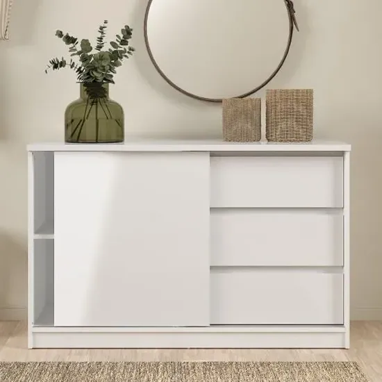 Nakou Sideboard with Sliding Door - White