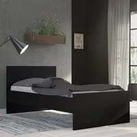 Nakou Single Bed Frame - Matt Black, Wood alternate view