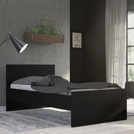 Nakou Single Bed Frame - Matt Black, Wood product