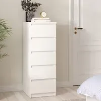 Nakou Tall 5 Drawer Chest - White, Wood