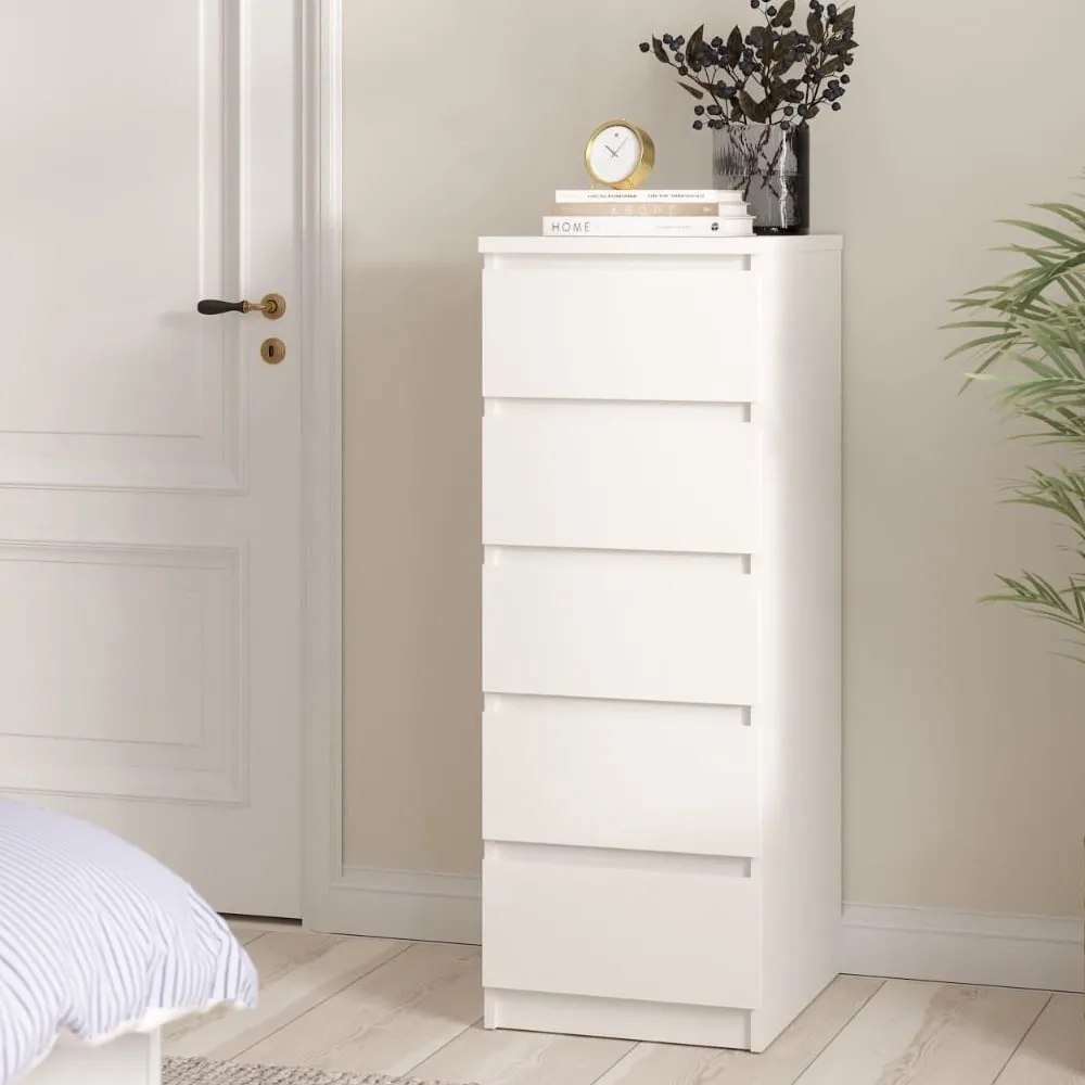 Nakou Tall 5 Drawer Chest - White, Wood