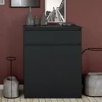 Nakou Wooden Sideboard with 1 Drawer 2 Doors - Matt Black