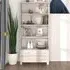 Nalren Bookcase with 2 Drawers - White, Pinewood