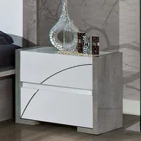 Namilon Bedside Cabinet - White, Grey Marble Effect