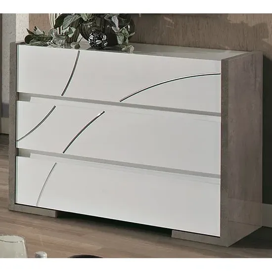 Namilon Chest of Drawers - White, Grey Marble Effect