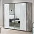 Namilon LED Mirrored Sliding Wardrobe - White, Grey Marble