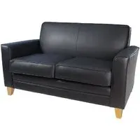 Nampa 2-Seater Leather Sofa - Black, Oak