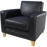 Nampa Leather Armchair - Black, Oak