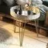 Nampa Round Mirrored Side Table - Taupe, Metal