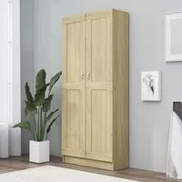 Nancia 2-Door Wardrobe with Storage - Sonoma Oak, Engineered Wood alternate view