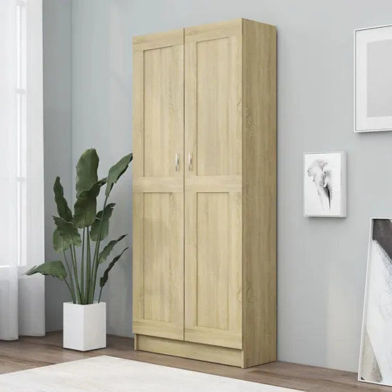 Nancia 2-Door Wardrobe with Storage - Sonoma Oak, Engineered Wood product