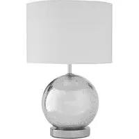 Naomic Table Lamp with Chrome Base - White, Glass