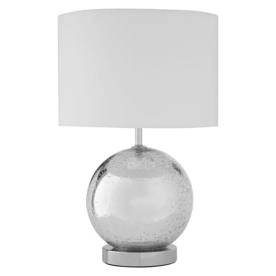 Naomic Table Lamp with Chrome Base - White, Glass image