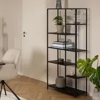 Napa 6-Shelf Metal Bookcase - Black