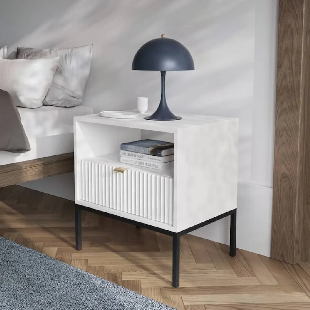 Napa Bedside Cabinet with Drawer - White