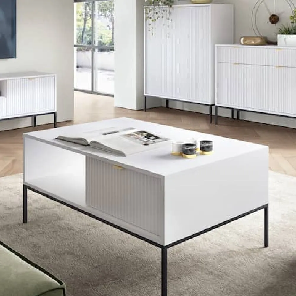 Napa Coffee Table with Drawer - White
