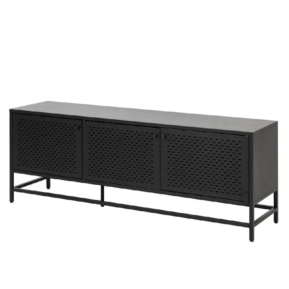 Napa Wide Metal Storage Cabinet with 3 Doors - Black