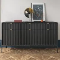 Napa Wooden Sideboard with 3 Doors 3 Drawers - Black