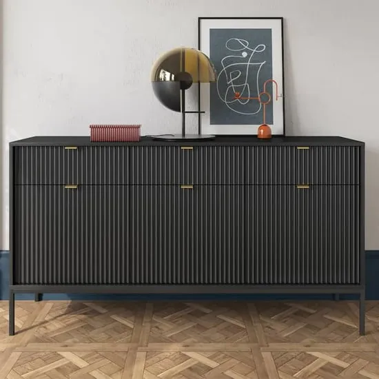 Napa Wooden Sideboard with 3 Doors 3 Drawers - Black