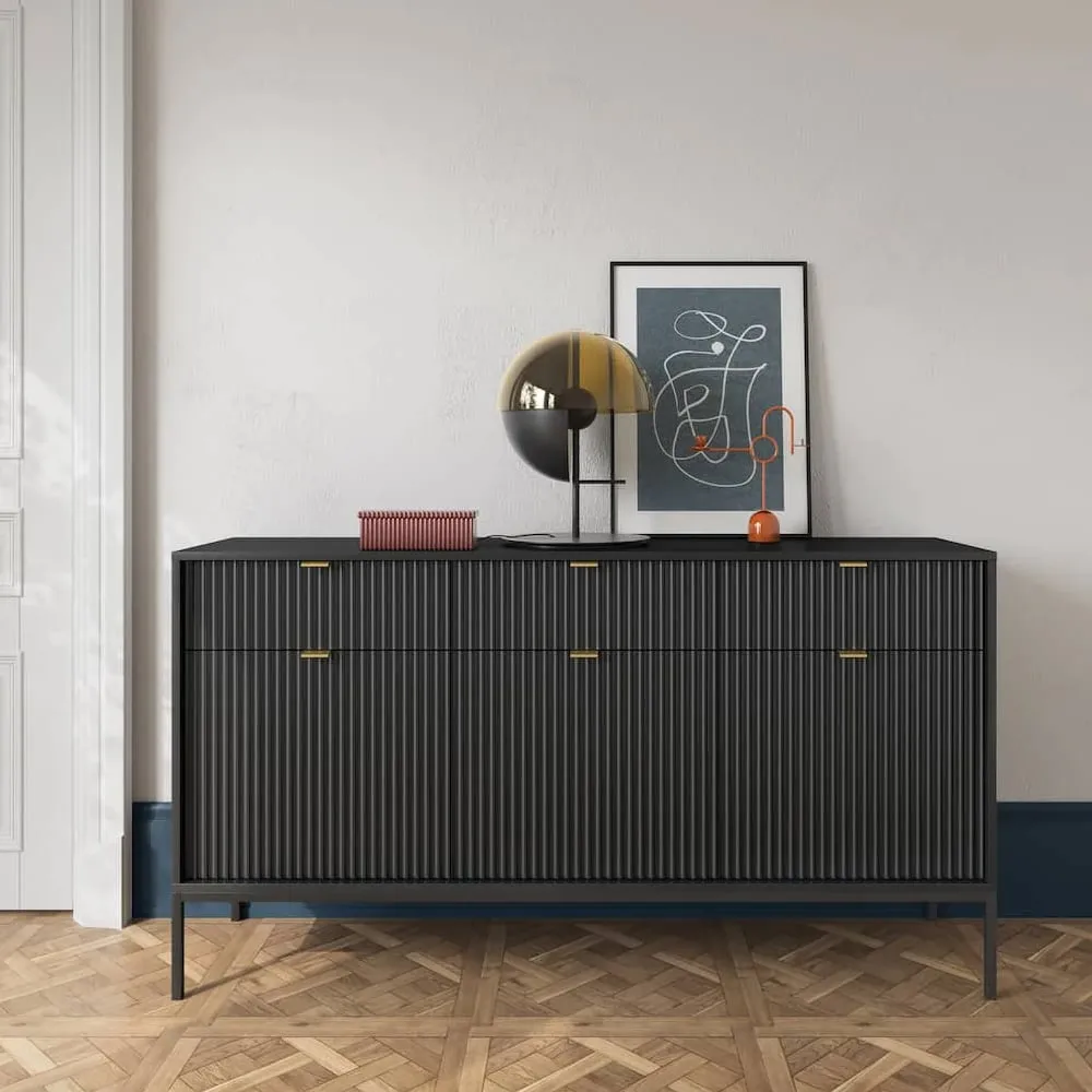 Napa Wooden Sideboard with 3 Doors 3 Drawers - Grey