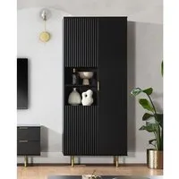 Naples Display Cabinet with 2 Doors - Black