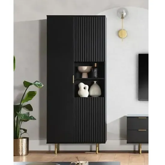 Naples Display Cabinet with 2 Doors - Black