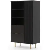 Naples Highboard with 1 Door 2 Drawers - Black