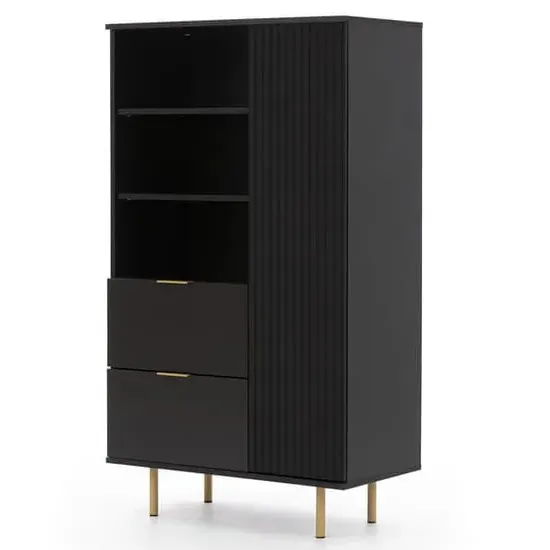 Naples Highboard with 1 Door 2 Drawers - Black image