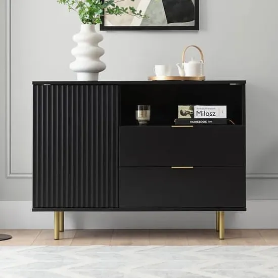 Naples Sideboard with 1 Door 2 Drawers - Black image