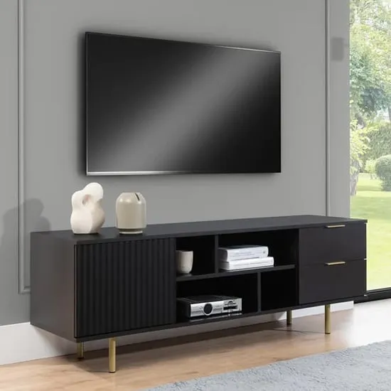 Naples TV Stand with 1 Door 2 Drawers - Black