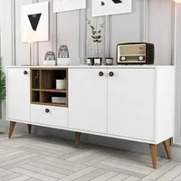 Napoli 4-Door Sideboard - White, Walnut alternate view