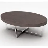 Napoli Oval Coffee Table with Steel Base - Acorn