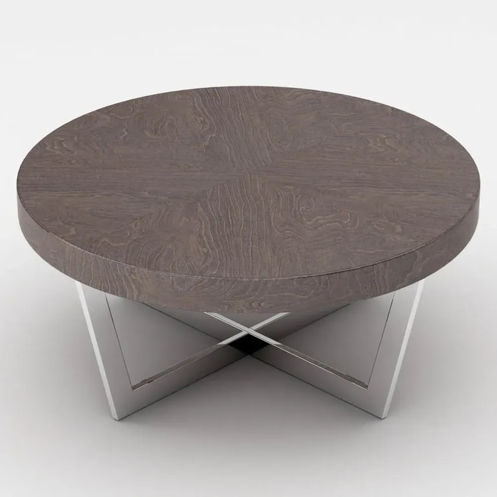 Napoli Round Coffee Table with Steel Base - Acorn