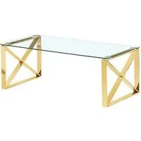 Nardo Clear Glass Coffee Table - Gold, Metal