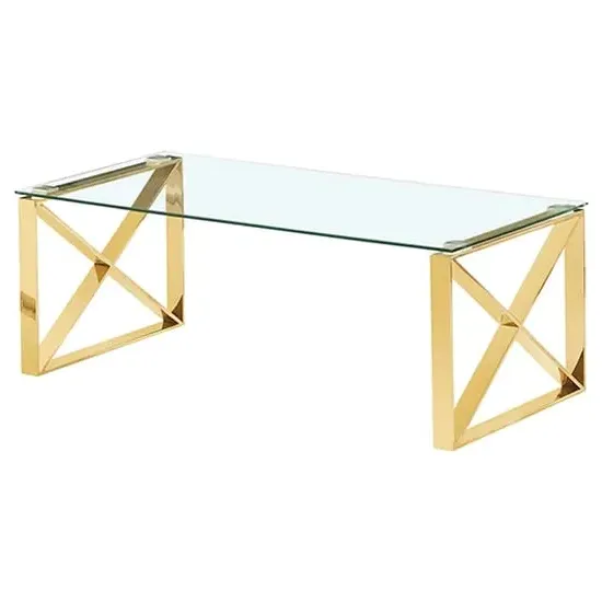 Nardo Clear Glass Coffee Table - Gold, Metal