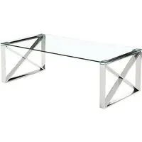 Nardo Clear Glass Coffee Table - Silver, Metal