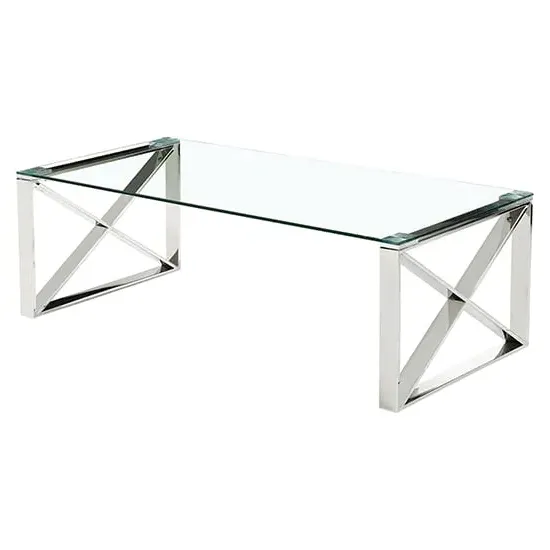 Nardo Clear Glass Coffee Table - Silver, Metal
