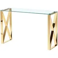 Nardo Clear Glass Console Table - Gold, Metal