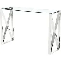 Nardo Clear Glass Console Table - Silver, Metal