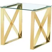 Nardo Clear Glass Lamp Table - Gold, Metal