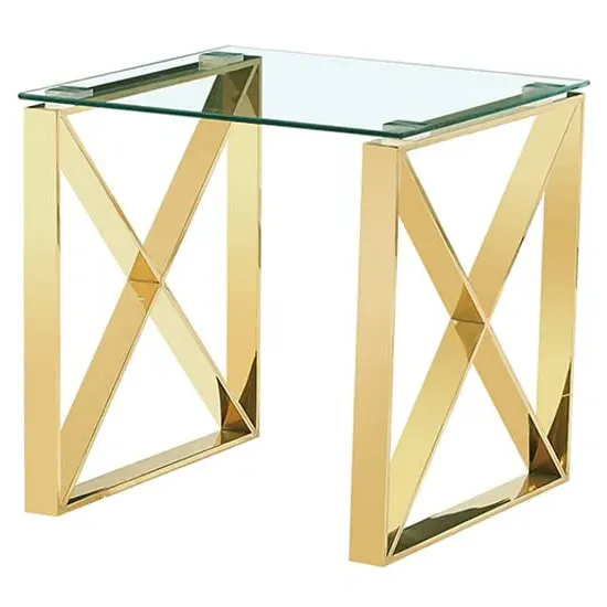 Nardo Clear Glass Lamp Table - Gold, Metal