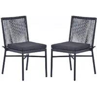 Nardo Outdoor Side Chairs with Metal Frame, Pair - Grey, Weave alternate view